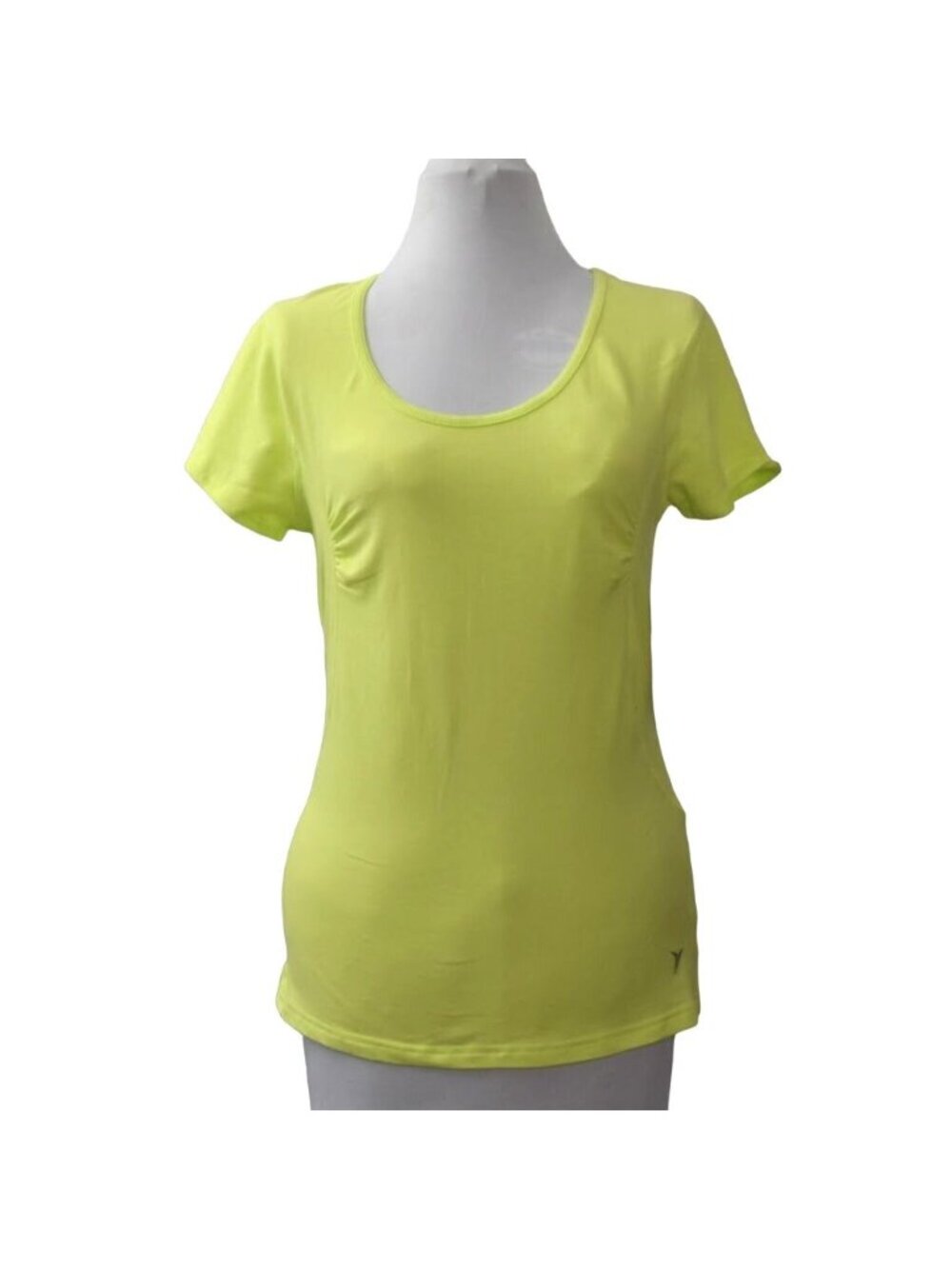 Old Navy Womens Active Shirt Medium Yellow Green Short Sleeve Moisture Wicking